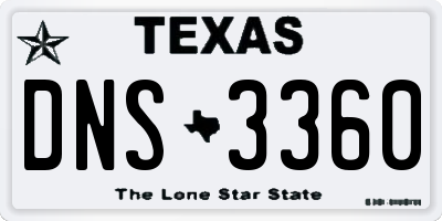 TX license plate DNS3360
