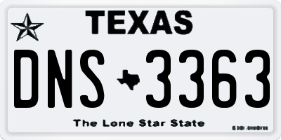 TX license plate DNS3363