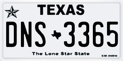 TX license plate DNS3365