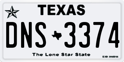 TX license plate DNS3374