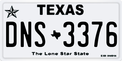 TX license plate DNS3376