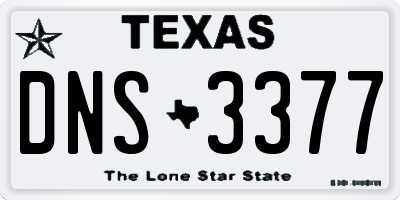 TX license plate DNS3377