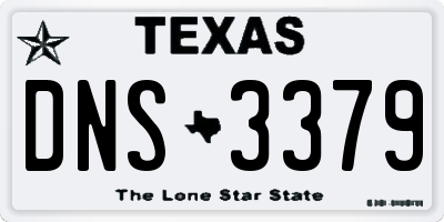 TX license plate DNS3379