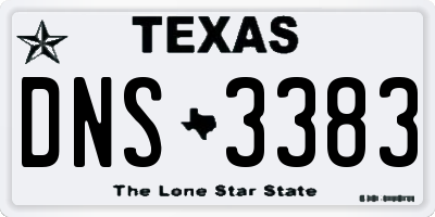 TX license plate DNS3383