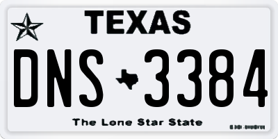 TX license plate DNS3384