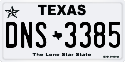 TX license plate DNS3385