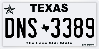 TX license plate DNS3389
