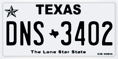 TX license plate DNS3402