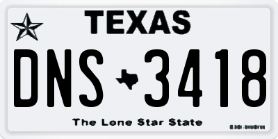 TX license plate DNS3418