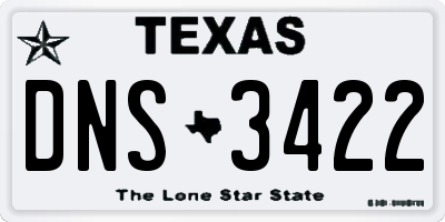TX license plate DNS3422