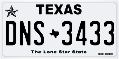 TX license plate DNS3433