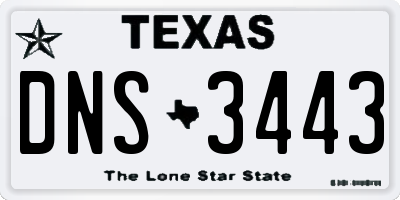 TX license plate DNS3443