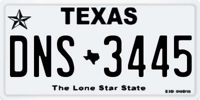 TX license plate DNS3445