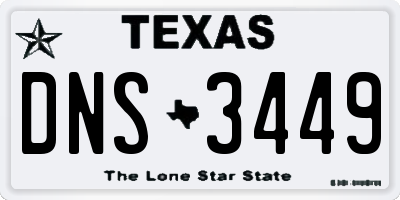 TX license plate DNS3449