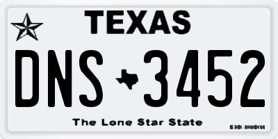 TX license plate DNS3452