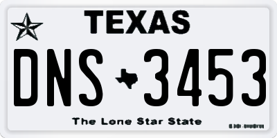 TX license plate DNS3453