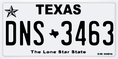 TX license plate DNS3463