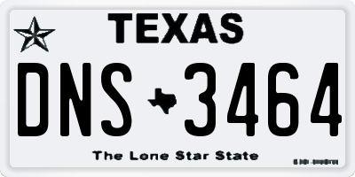 TX license plate DNS3464