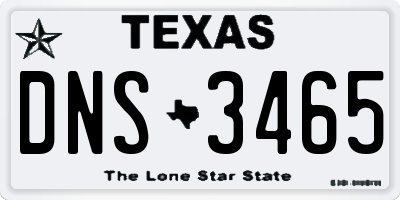 TX license plate DNS3465