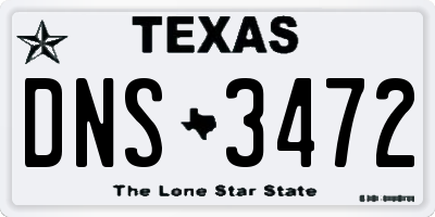 TX license plate DNS3472