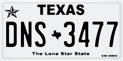 TX license plate DNS3477