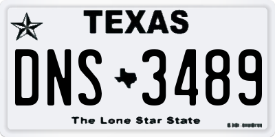 TX license plate DNS3489