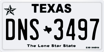 TX license plate DNS3497