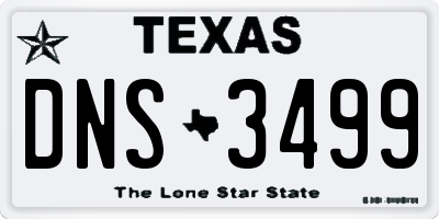 TX license plate DNS3499