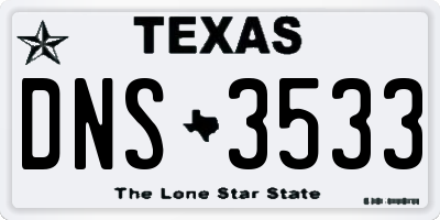 TX license plate DNS3533
