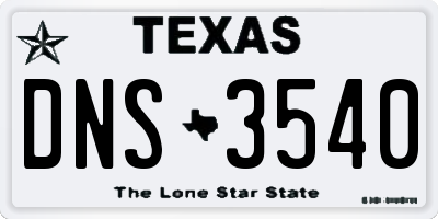 TX license plate DNS3540