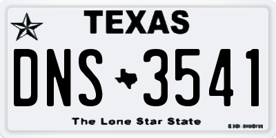 TX license plate DNS3541