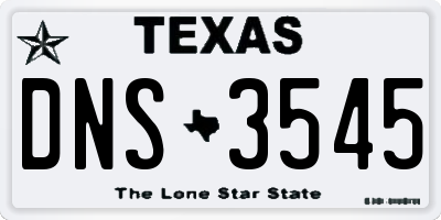 TX license plate DNS3545