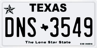 TX license plate DNS3549
