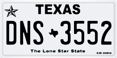 TX license plate DNS3552