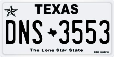 TX license plate DNS3553