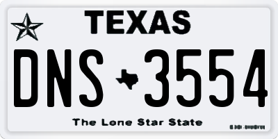 TX license plate DNS3554