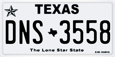 TX license plate DNS3558