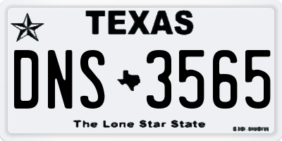 TX license plate DNS3565