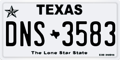 TX license plate DNS3583