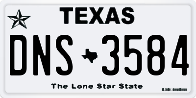 TX license plate DNS3584