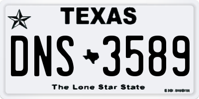 TX license plate DNS3589