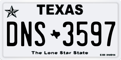 TX license plate DNS3597
