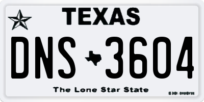 TX license plate DNS3604