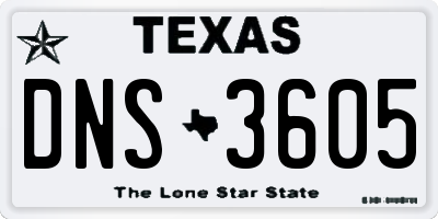 TX license plate DNS3605
