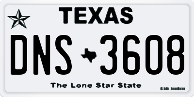 TX license plate DNS3608