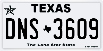 TX license plate DNS3609