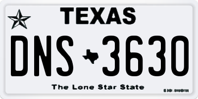 TX license plate DNS3630
