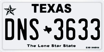 TX license plate DNS3633