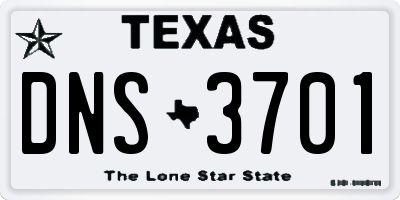 TX license plate DNS3701