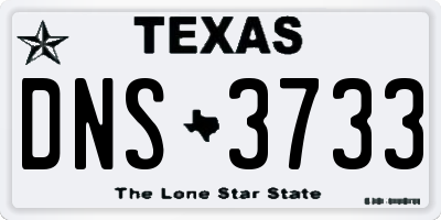 TX license plate DNS3733
